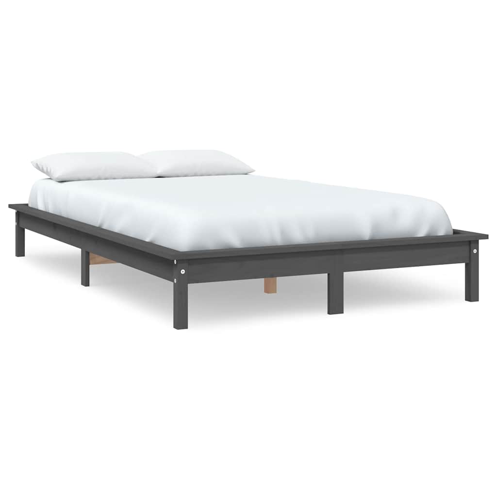 Vidaxl bedframe massief grenenhout grijs 140x190 cm