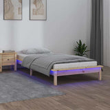 Vidaxl bedframe led massief hout 90x200 cm
