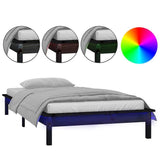Vidaxl bedframe led massief hout zwart 90x200 cm