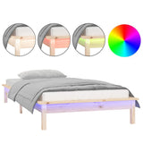 Vidaxl bedframe led massief hout 100x200 cm