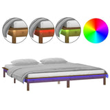 Vidaxl bedframe led massief hout honingbruin 140x200 cm