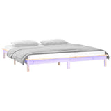 Vidaxl bedframe led massief hout 200x200 cm