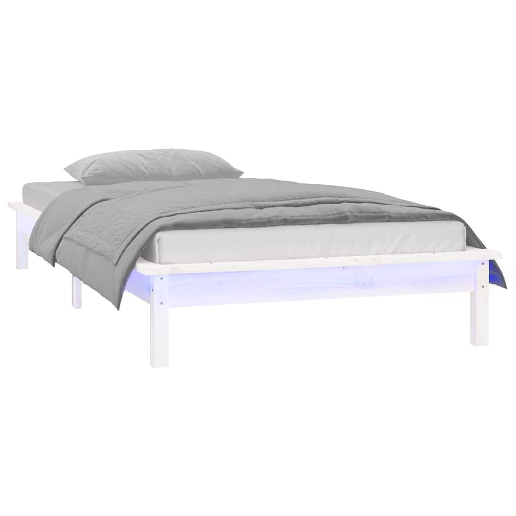 Vidaxl bedframe led massief hout wit 75x190 cm 2ft6
