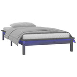 Vidaxl bedframe led massief hout grijs 75x190 cm 2ft6