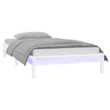 Vidaxl bedframe led massief hout wit 90x190 cm