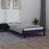 Vidaxl bedframe led massief hout zwart 90x190 cm