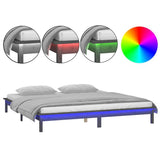 Vidaxl bedframe led massief hout grijs 120x190 cm