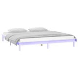 Vidaxl bedframe led massief hout wit 135x190 cm