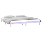 Vidaxl bedframe led massief hout 140x190 cm