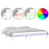 Vidaxl bedframe led massief hout wit 140x190 cm
