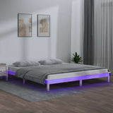 Vidaxl bedframe led massief hout wit 140x190 cm