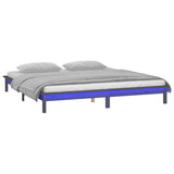 Vidaxl bedframe led massief hout grijs 140x190 cm