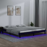 Vidaxl bedframe led massief hout zwart 140x190 cm