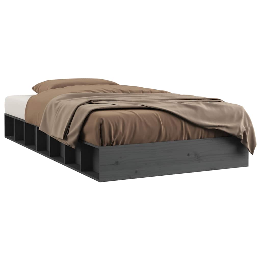 Vidaxl bedframe massief hout grijs 75x190 cm