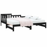Vidaxl slaapbank uitschuifbaar 2x(80x200) cm massief grenenhout zwart