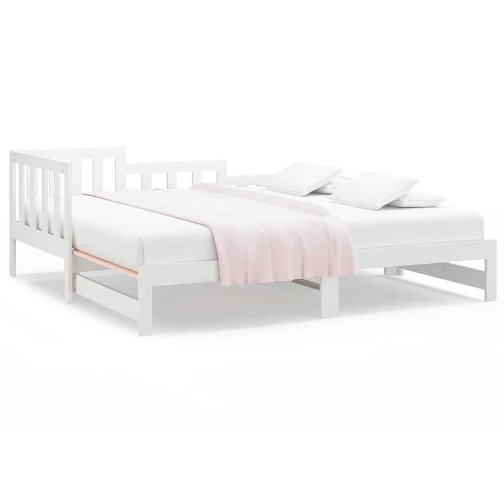 Vidaxl slaapbank uitschuifbaar massief grenenhout wit 2x(90x190) cm