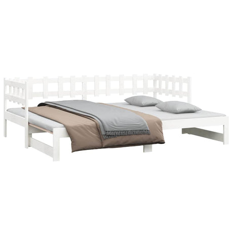 Vidaxl slaapbank uitschuifbaar massief grenenhout wit 2x(90x190) cm