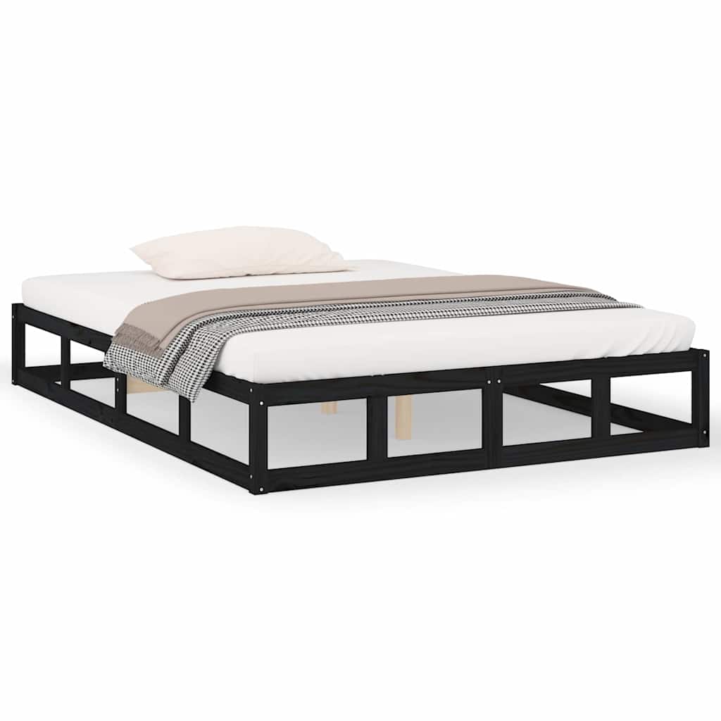 Vidaxl bedframe massief hout zwart 180x200 cm