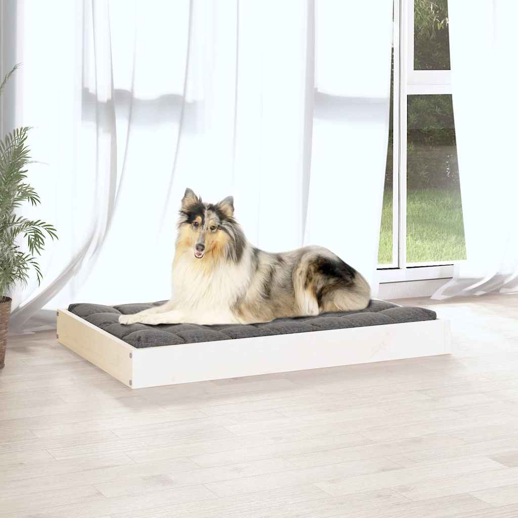 Vidaxl hondenmand 91,5x64x9 cm massief grenenhout wit