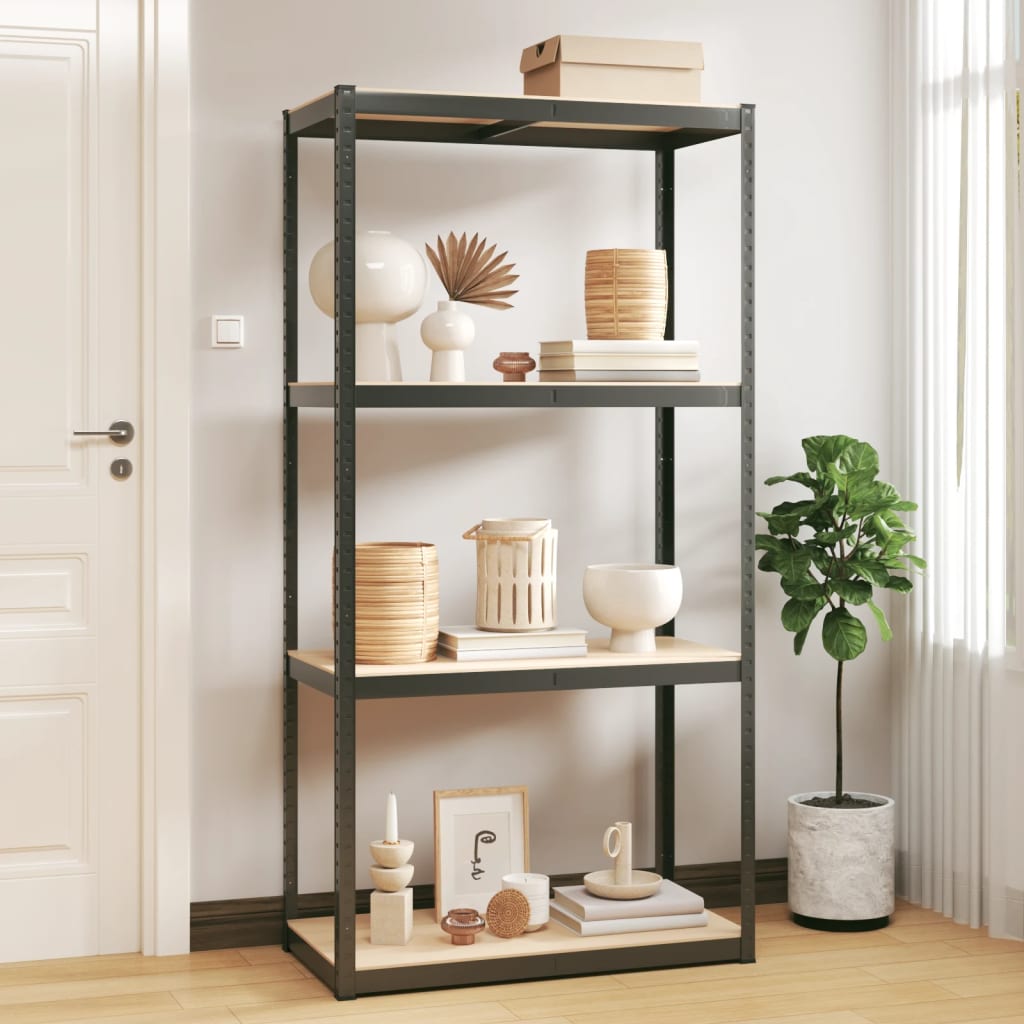 Vidaxl storage rack 4-layer steel and processed wood anthracite-colored