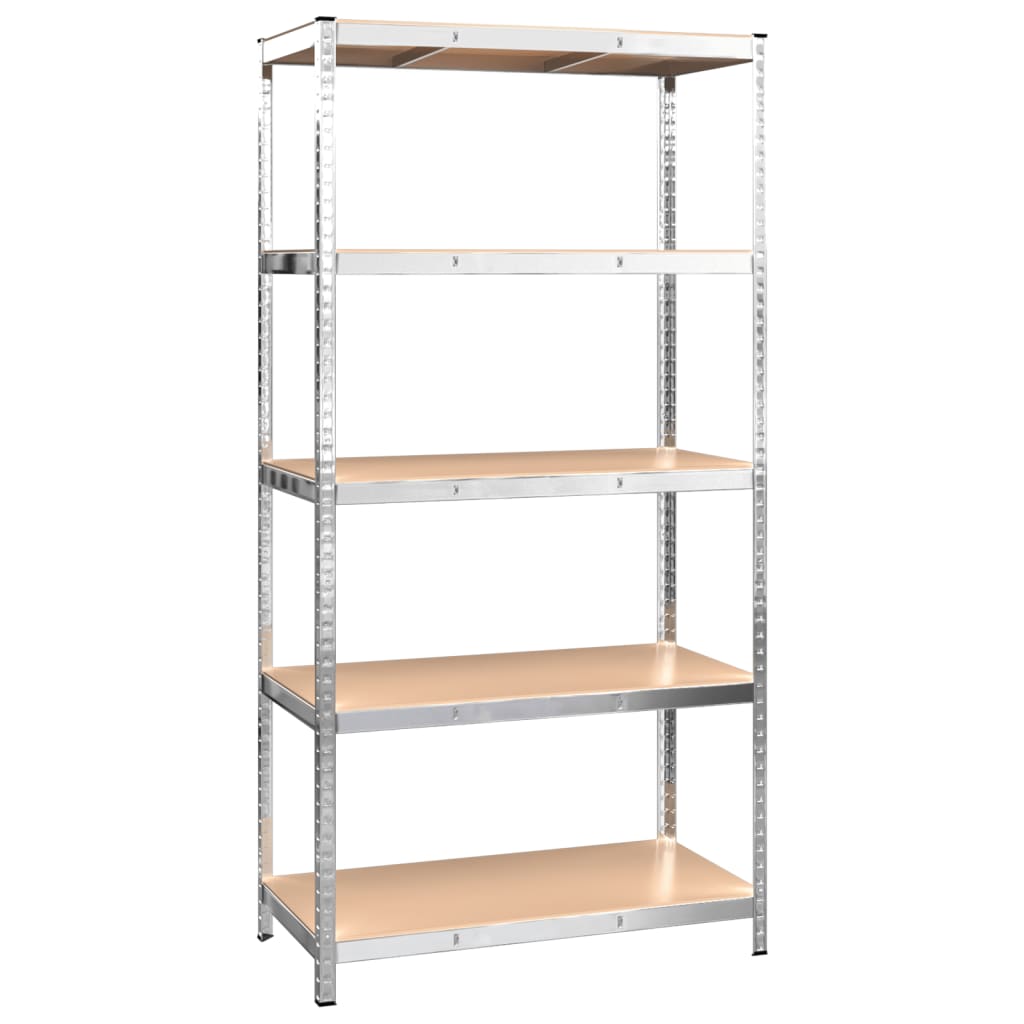 Rack de stockage Vidaxl en acier à 5 couches et en bois transformé en argent coloré