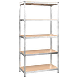 Rack de stockage Vidaxl en acier à 5 couches et en bois transformé en argent coloré