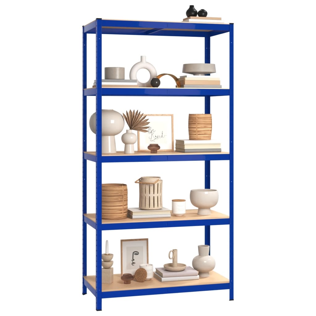 Vidaxl storage rack 5-layer steel and processed wood blue