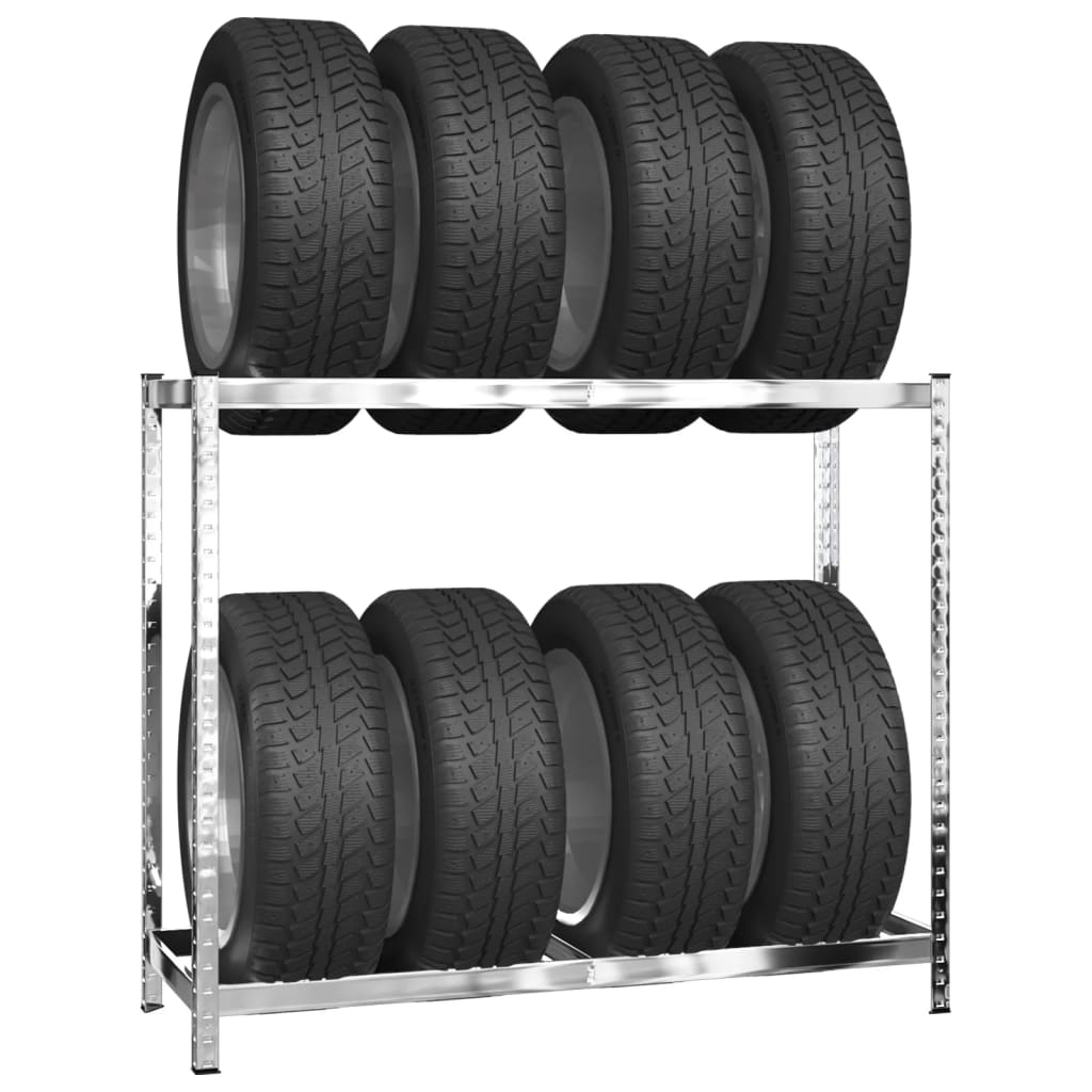 Vidaxl Tire rack 2-layer 110x40x110 cm steel silver colored