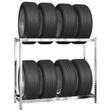 Vidaxl Pneu Rack 2-Layer 110x40x110 cm Sëlwerfaarf faarweg