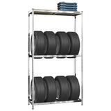 Vidaxl Tire Rack 2 couches 110x40x180 cm en acier argenté coloré