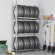 Vidaxl bandenrek 3-laags 110x40x200 cm staal zilverkleurig