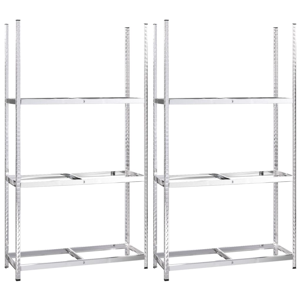 Racks de pneus Vidaxl 3 couches 2 PCS 110x40x200 cm en acier en argent coloré