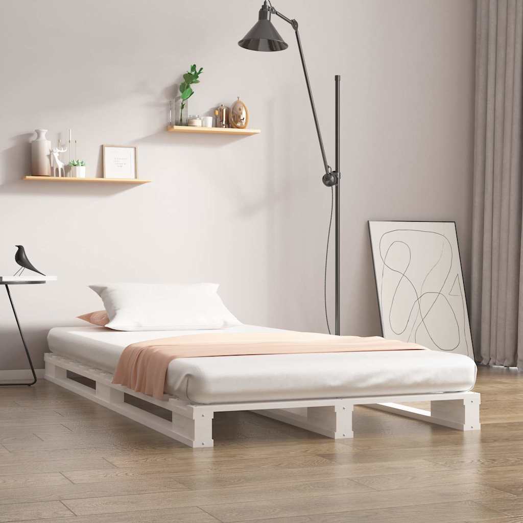 Vidaxl palletbed massief grenenhout wit 100x200 cm