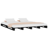 Vidaxl palletbed massief grenenhout zwart 140x190 cm