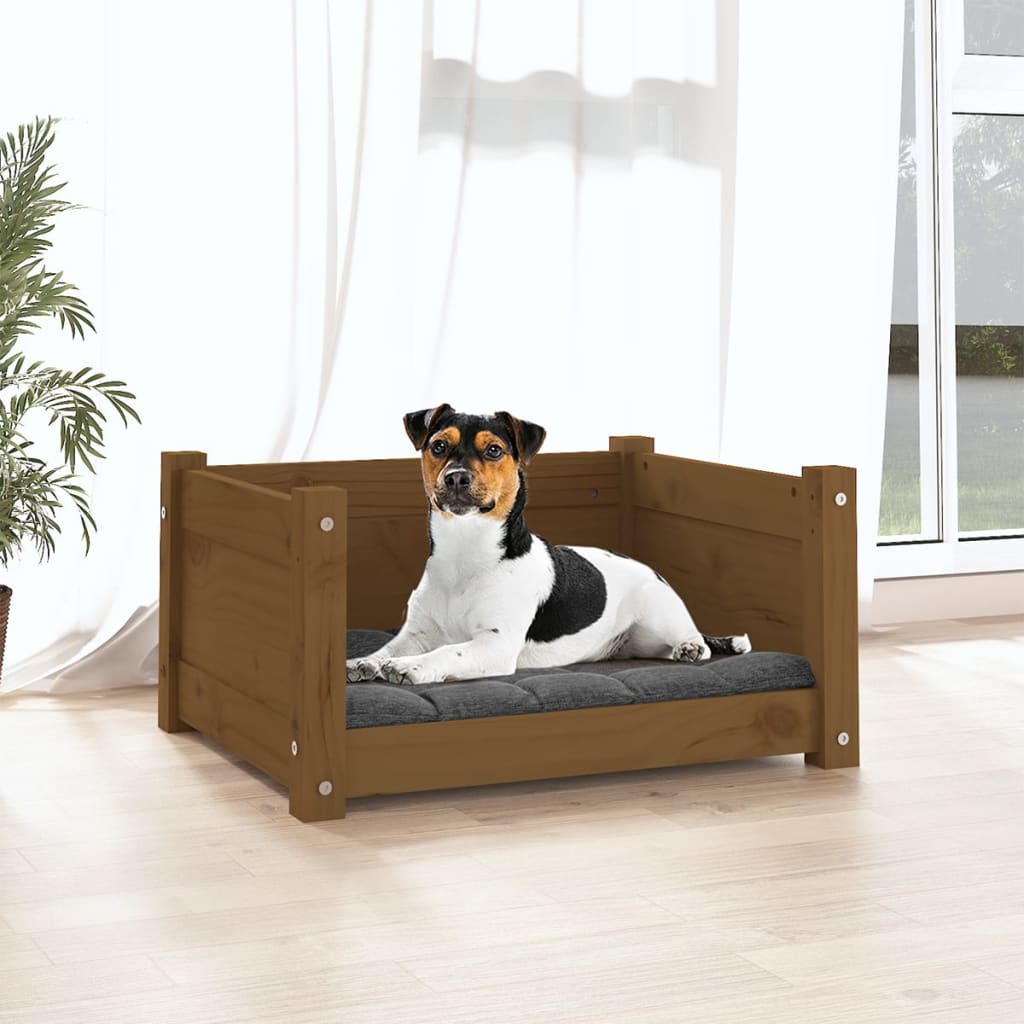 Vidaxl Dog Basket 55.5x45.5x28 cm Pine solide Honey Brown