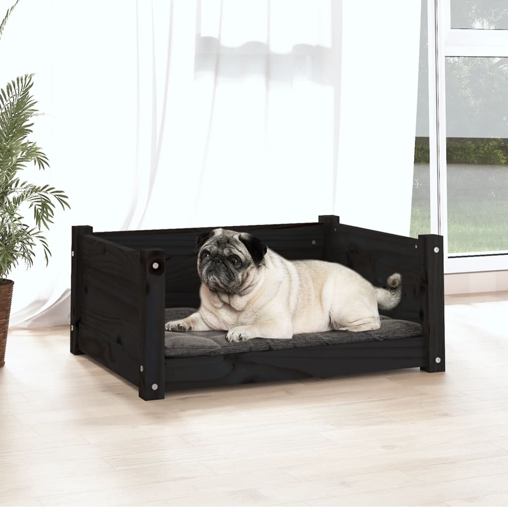 Vidaxl Dog Basket 65.5x50.5x28 cm Pine solide de pin noir