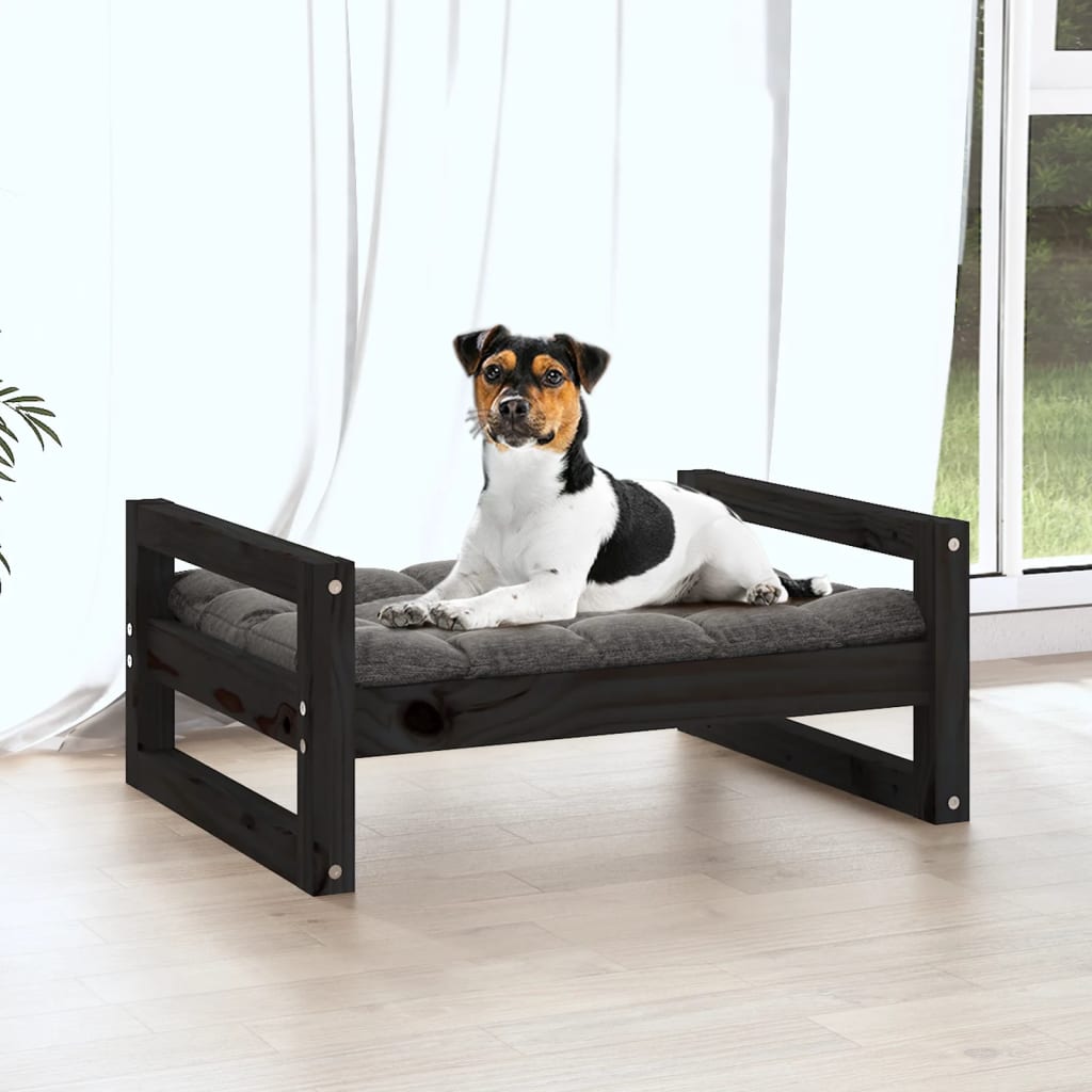 Vidaxl Dog Basket 55.5x45.5x28 cm Pine solide en pin noir