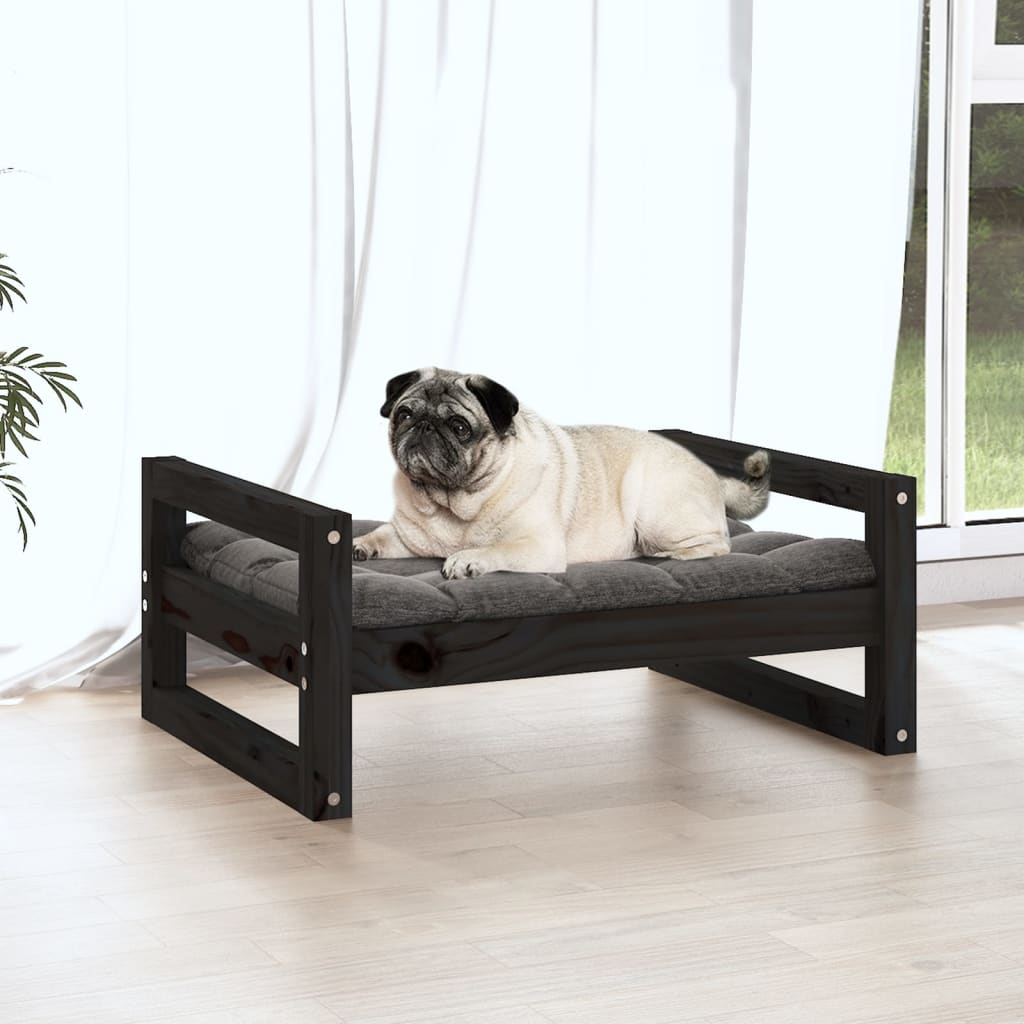 Vidaxl Dog Basket 65.5x50.5x28 cm Pine solide de pin noir