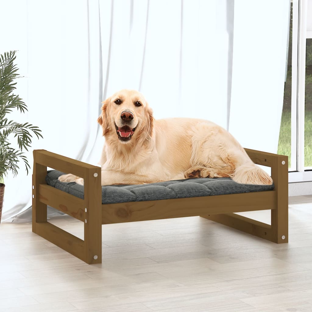 Vidaxl dog basket 75.5x55.5x28 cm solid pine honey brown