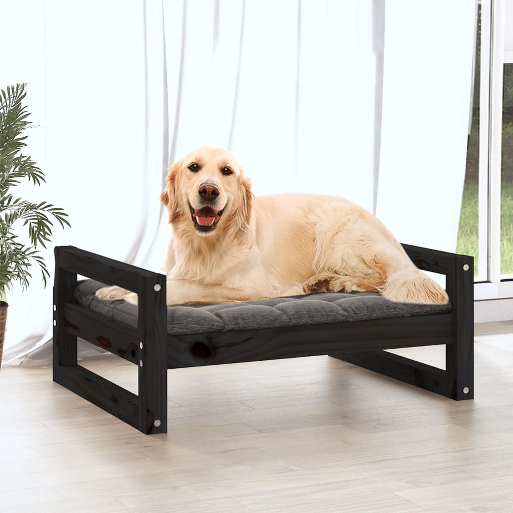 Vidaxl Dog Basket 75.5x55.5x28 cm Pine solide en pin noir