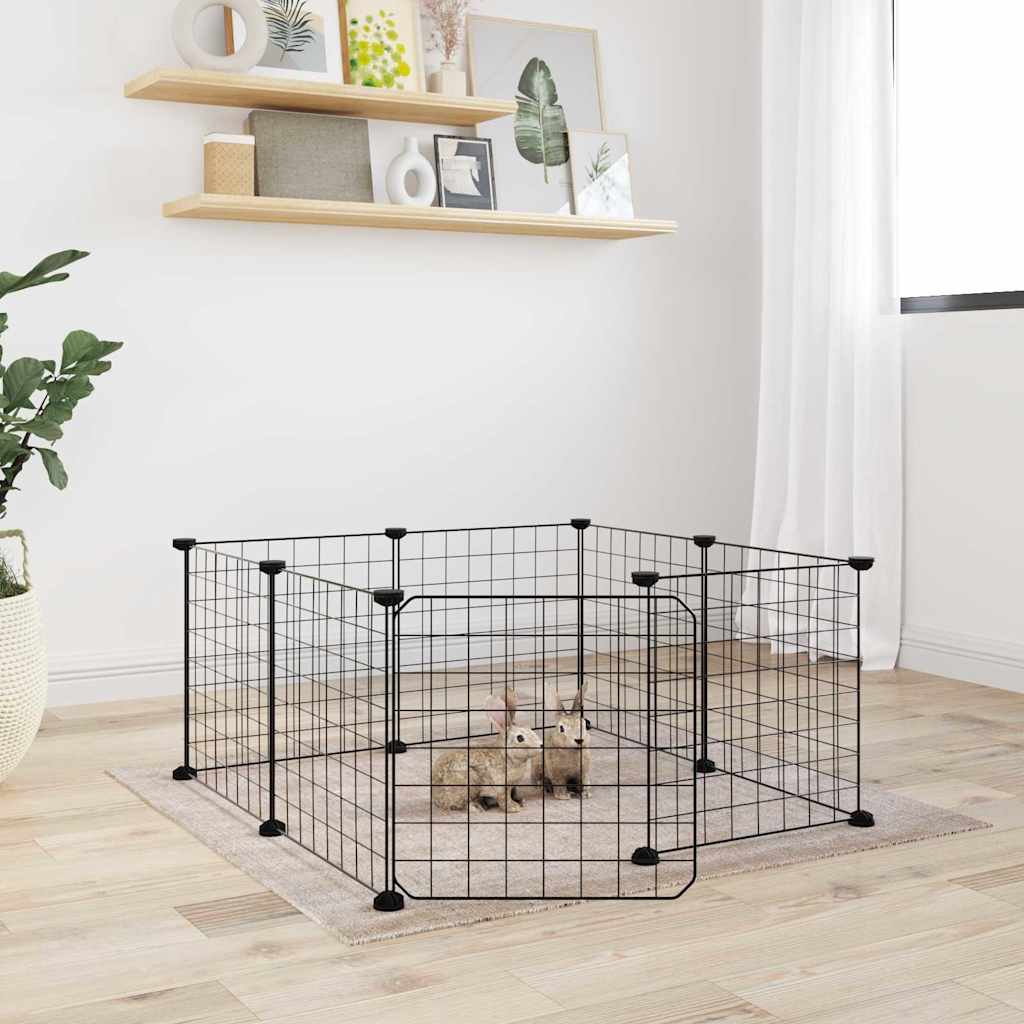 Vidaxl Pets Cage z drzwiami 8 paneli 35x35 cm stalowa czarna