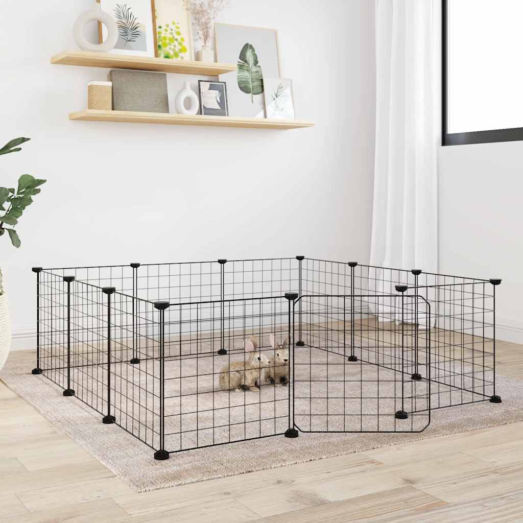 Vidaxl Pets Cage With Door 12 Panels 35x35 Cm Steel Black