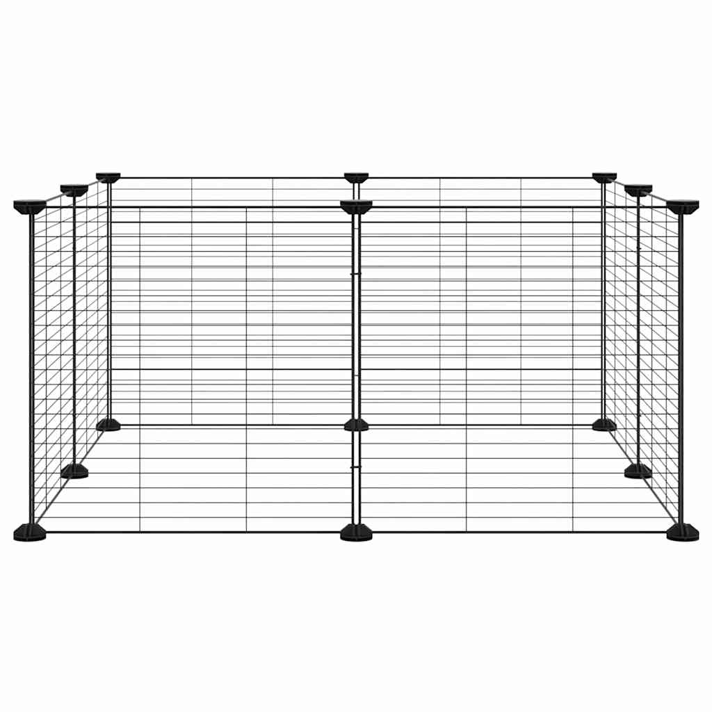 Vidaxl huisdierkooi met 8 panelen, zwart, 70x70x35 cm, staal