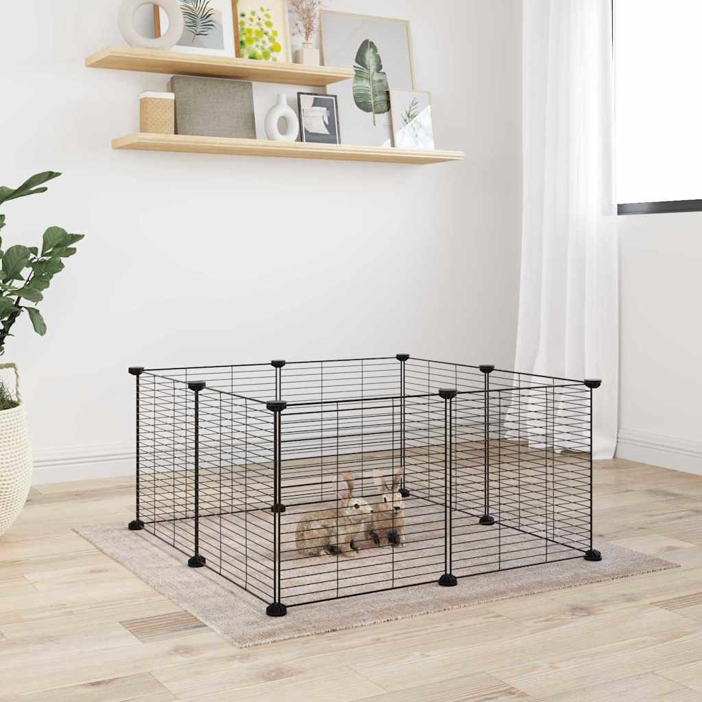 Cage Vidaxl pour animaux de compagnie avec 8 panneaux 35x35 cm en acier noir