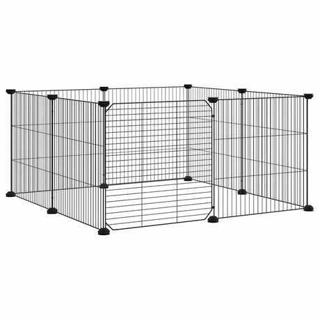 Vidaxl huisdierkooi met 8 panelen en deur, zwart 70x70x35 cm staal