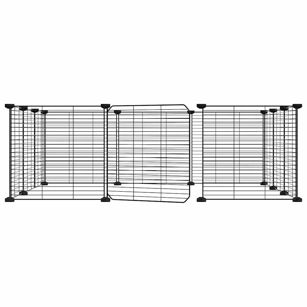 Vidaxl huisdierenkooi met deur 12 panelen 35x35 cm staal zwart