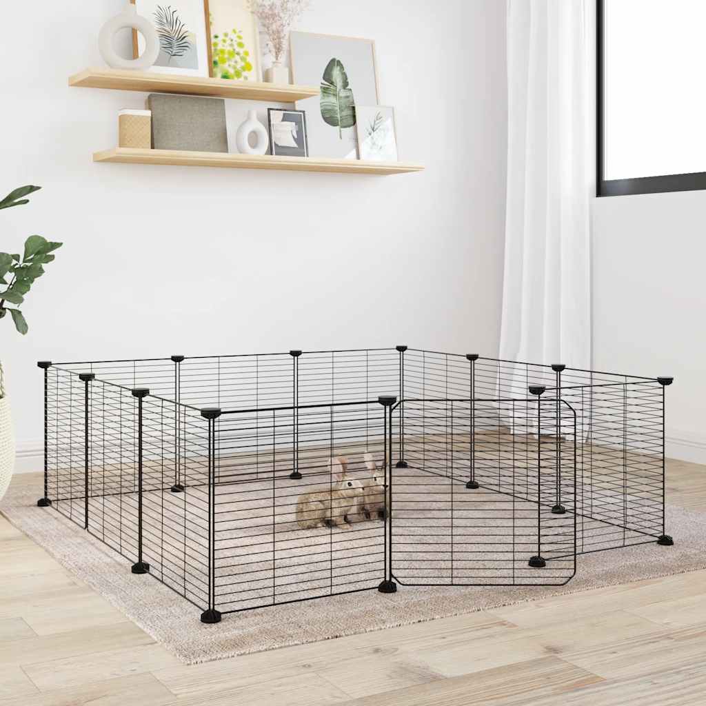 Vidaxl Pets Cage With Door 12 Panels 35x35 Cm Steel Black