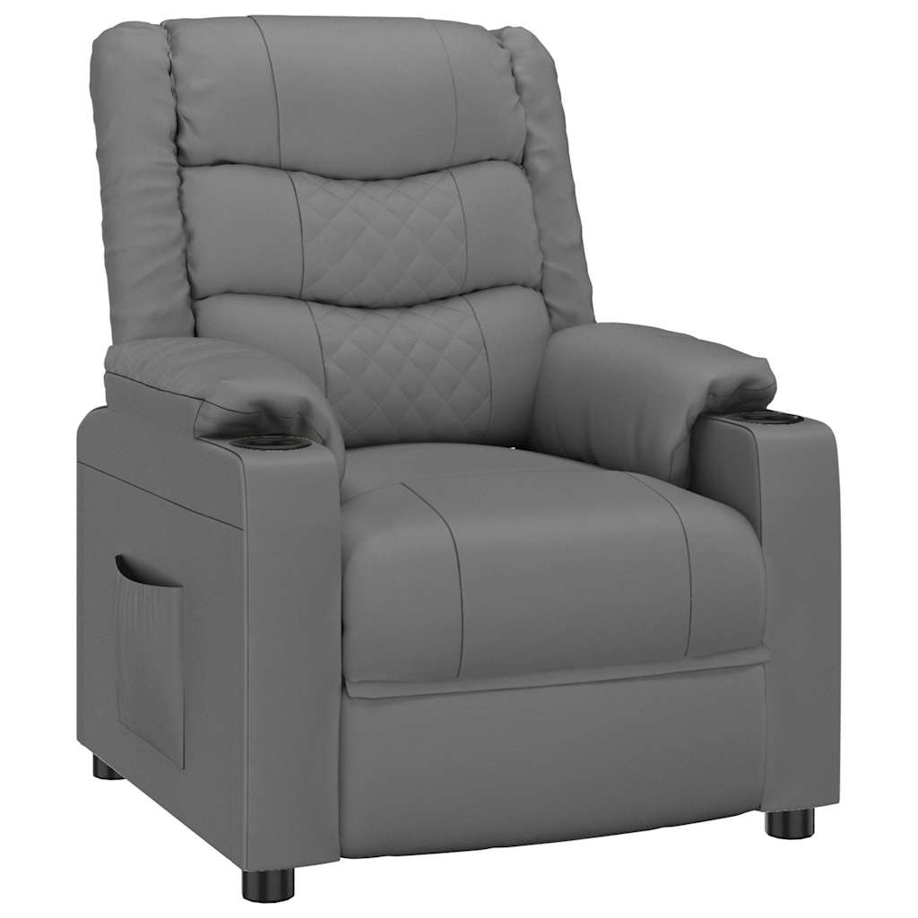 Vidaxl fauteuil verstelbaar kunstleer grijs