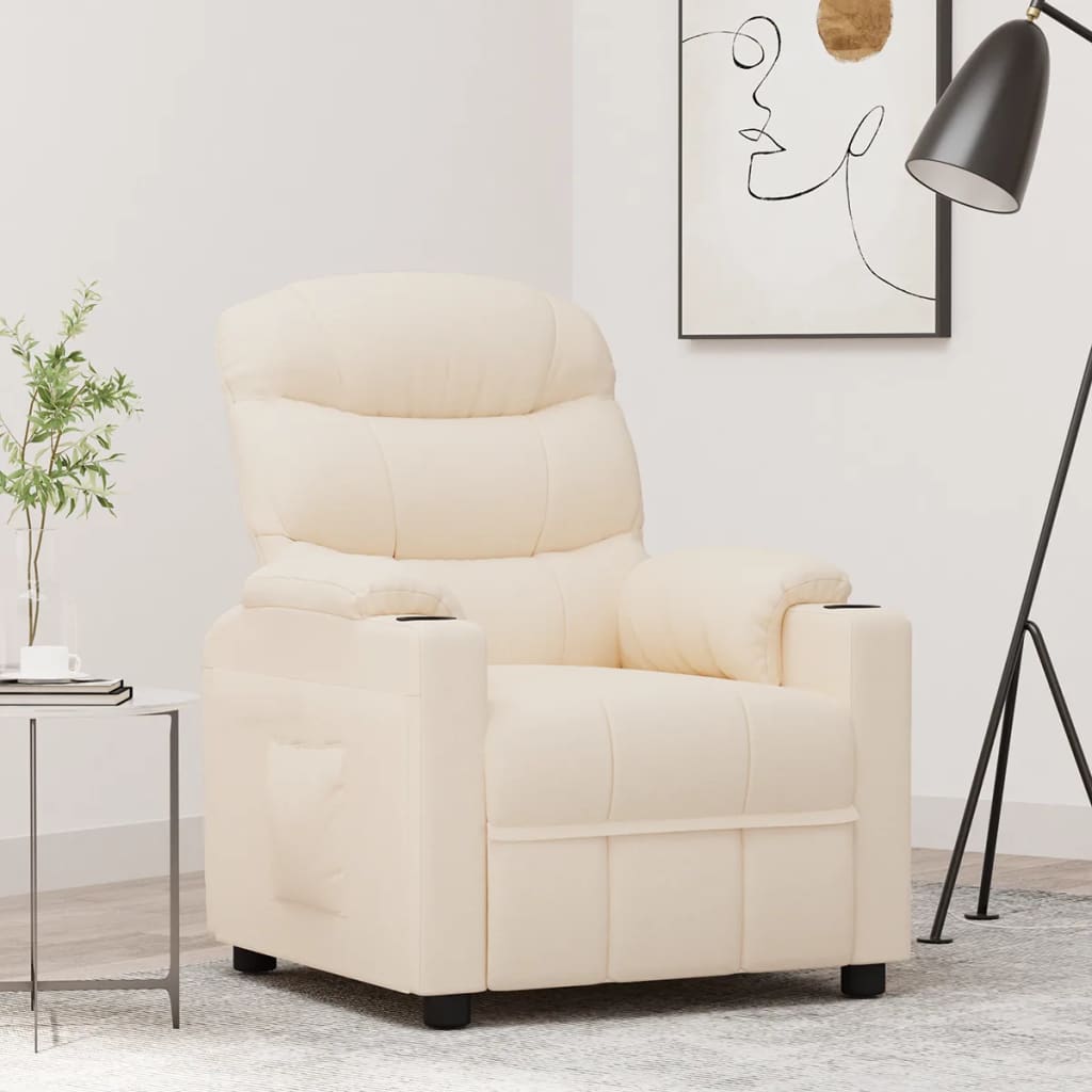 Vidaxl fauteuil verstelbaar stof crèmekleurig