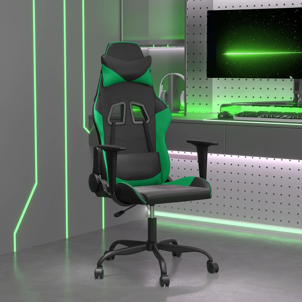 Vidaxl massage gamestoel kunstleer zwart en groen